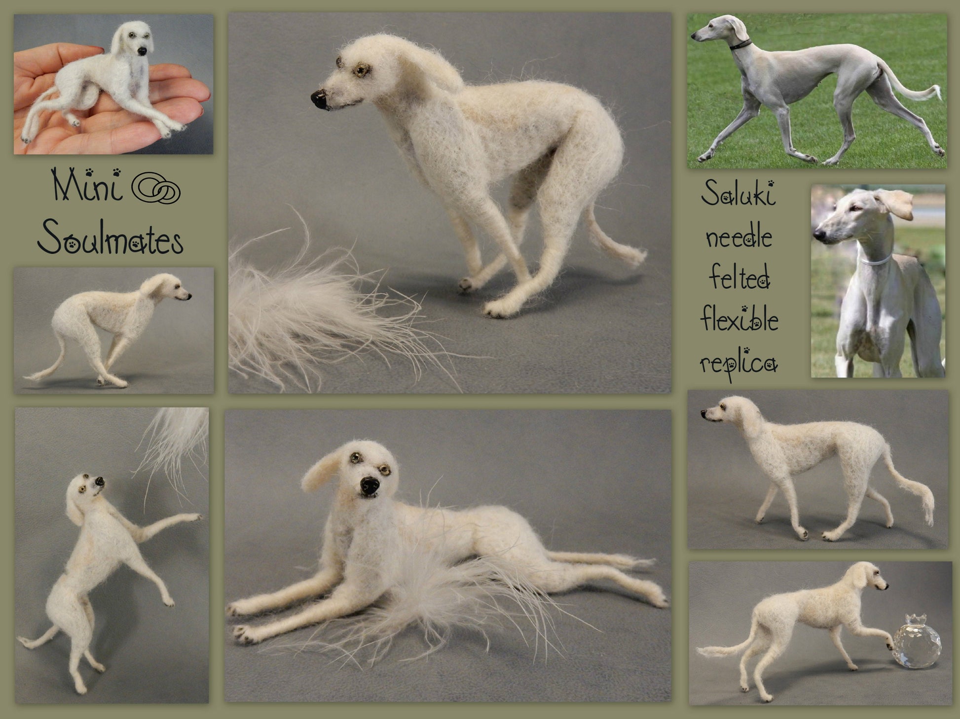 Saluki needle felt dog miniature