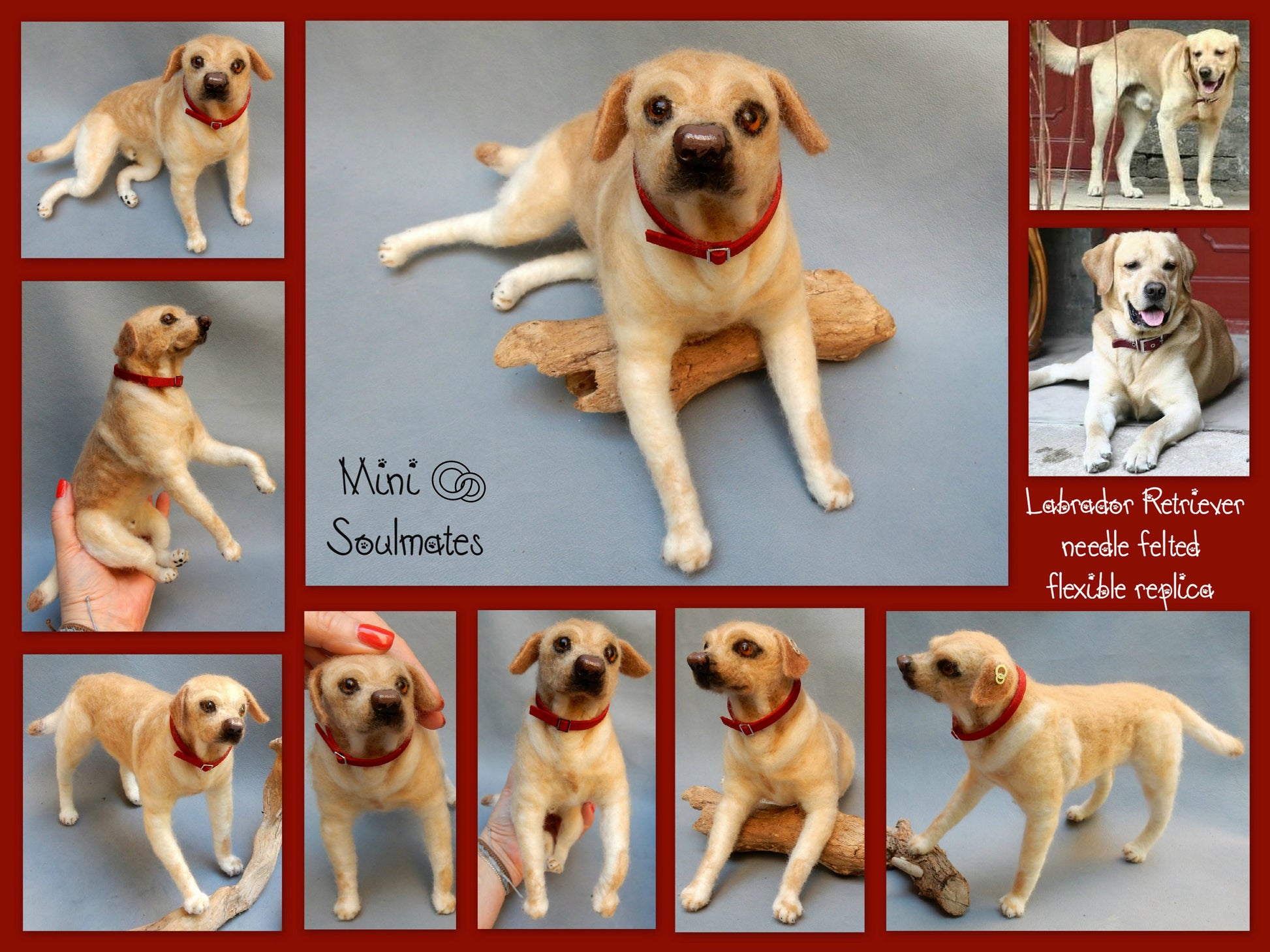 Labrador Retriever needle-felted dog portrait from photos