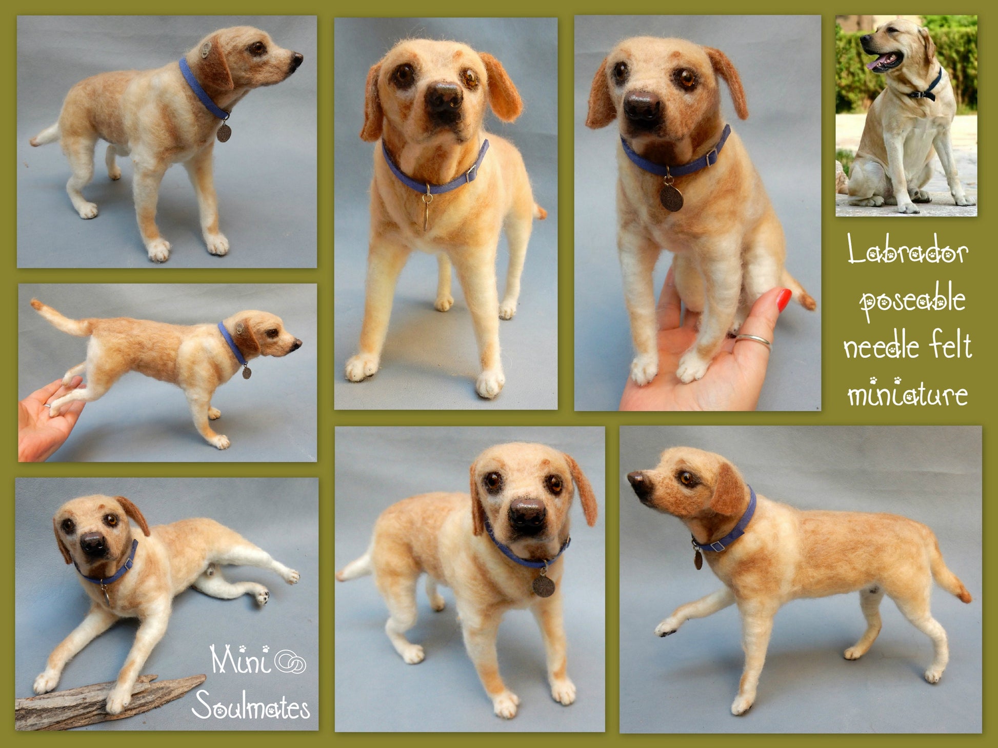 Labrador Retriever needle-felted dog portrait from photos