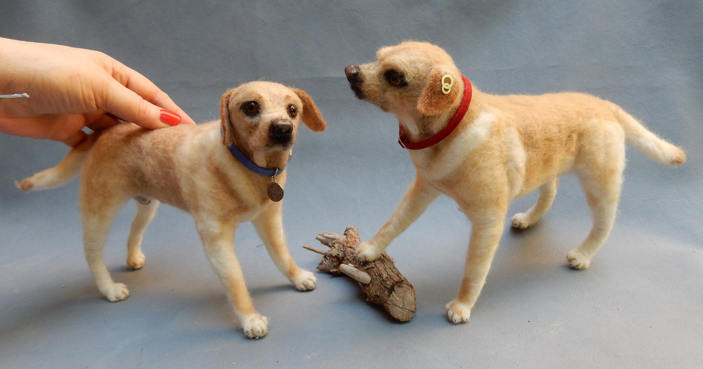 Labrador Retriever needle-felted dog portrait from photos