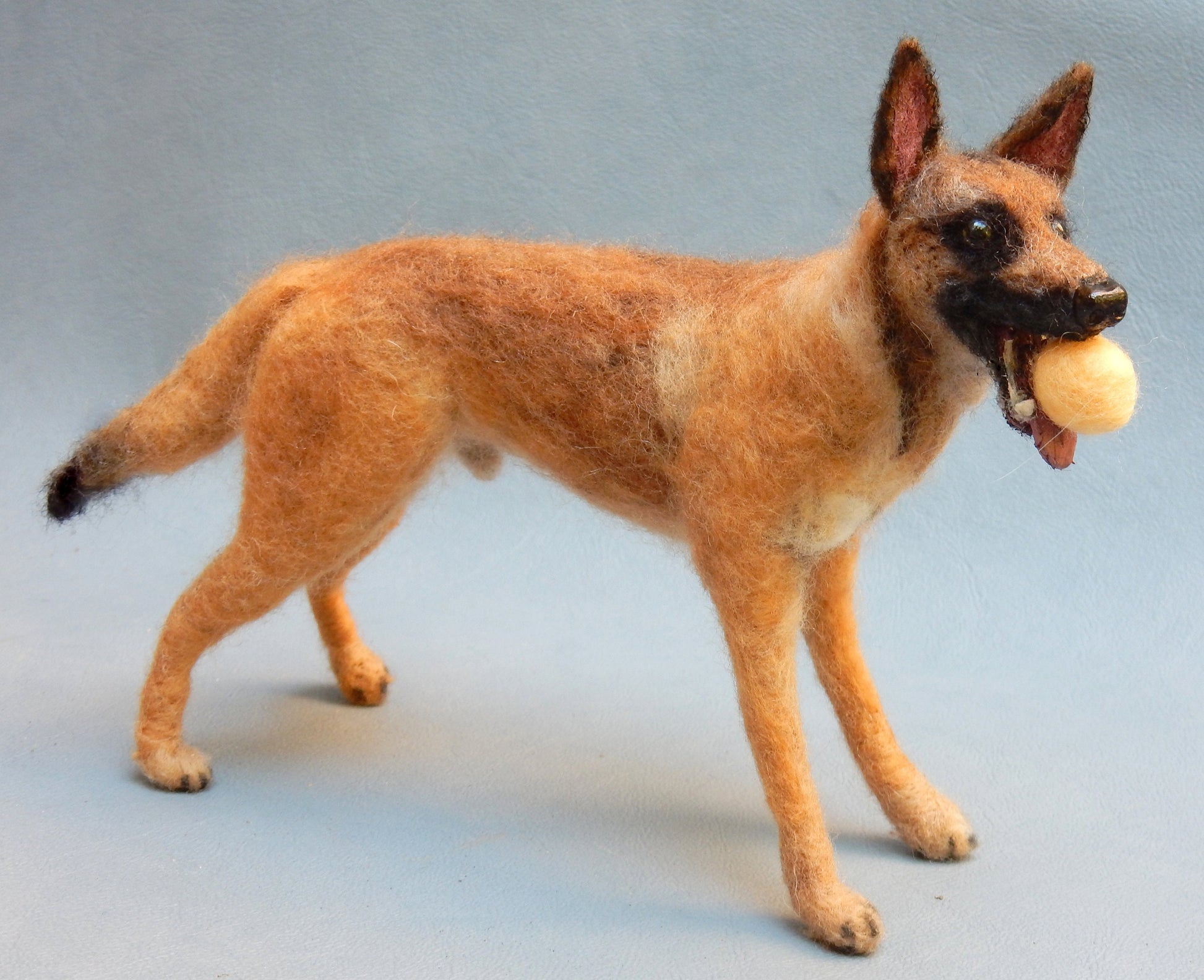 needle-felted dog Malinois custom felt replica