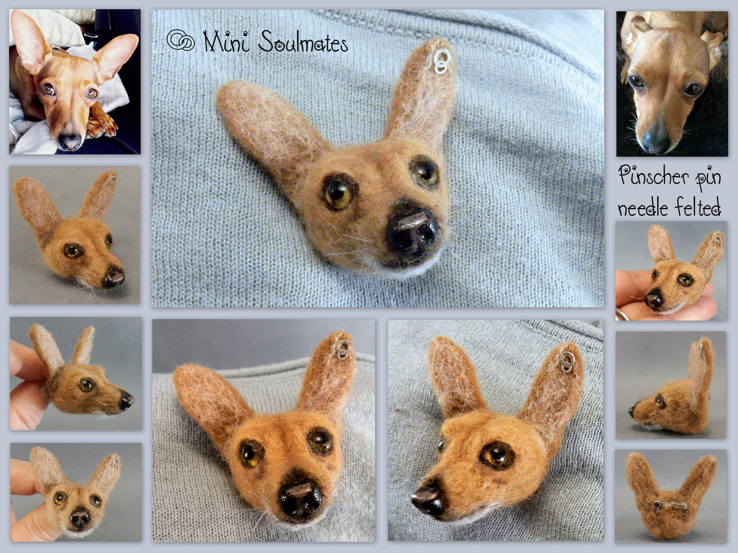 Pinscher pin needle-felted brooch