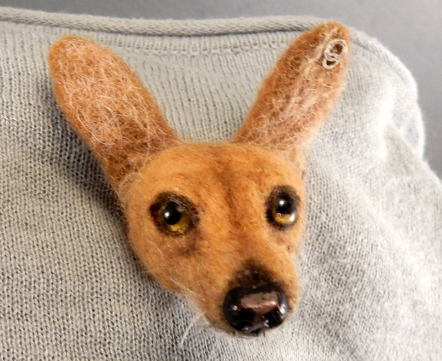 Pinscher pin needle-felted brooch