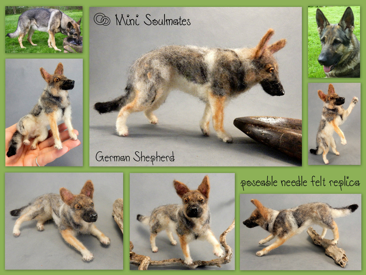 German Shepherd needle-felted dog miniature