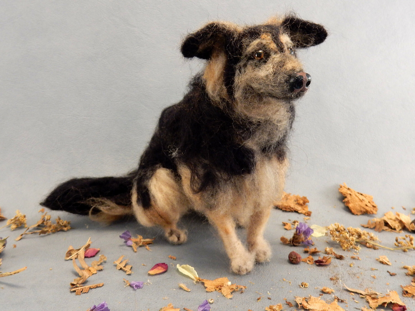 German Shepherd mix needle-felted dog miniature