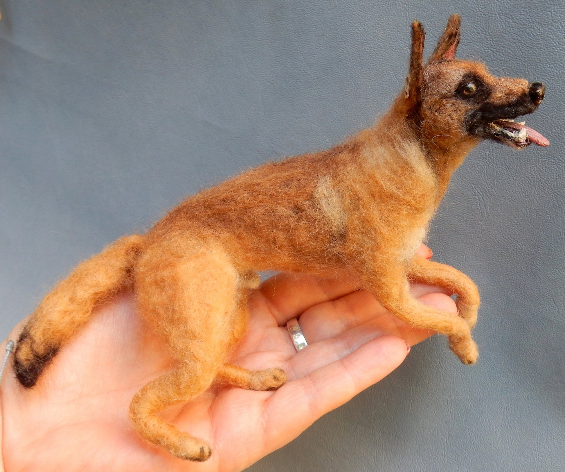 needle-felted dog Malinois custom felt replica