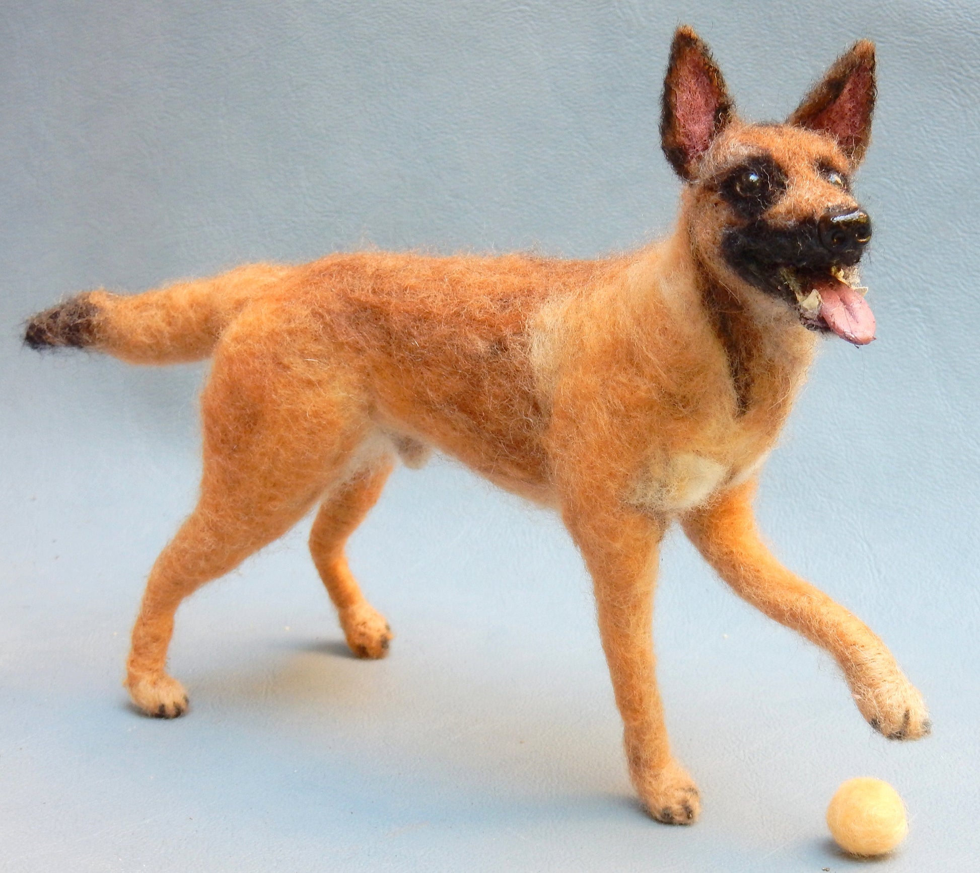 needle-felted dog Malinois custom felt replica