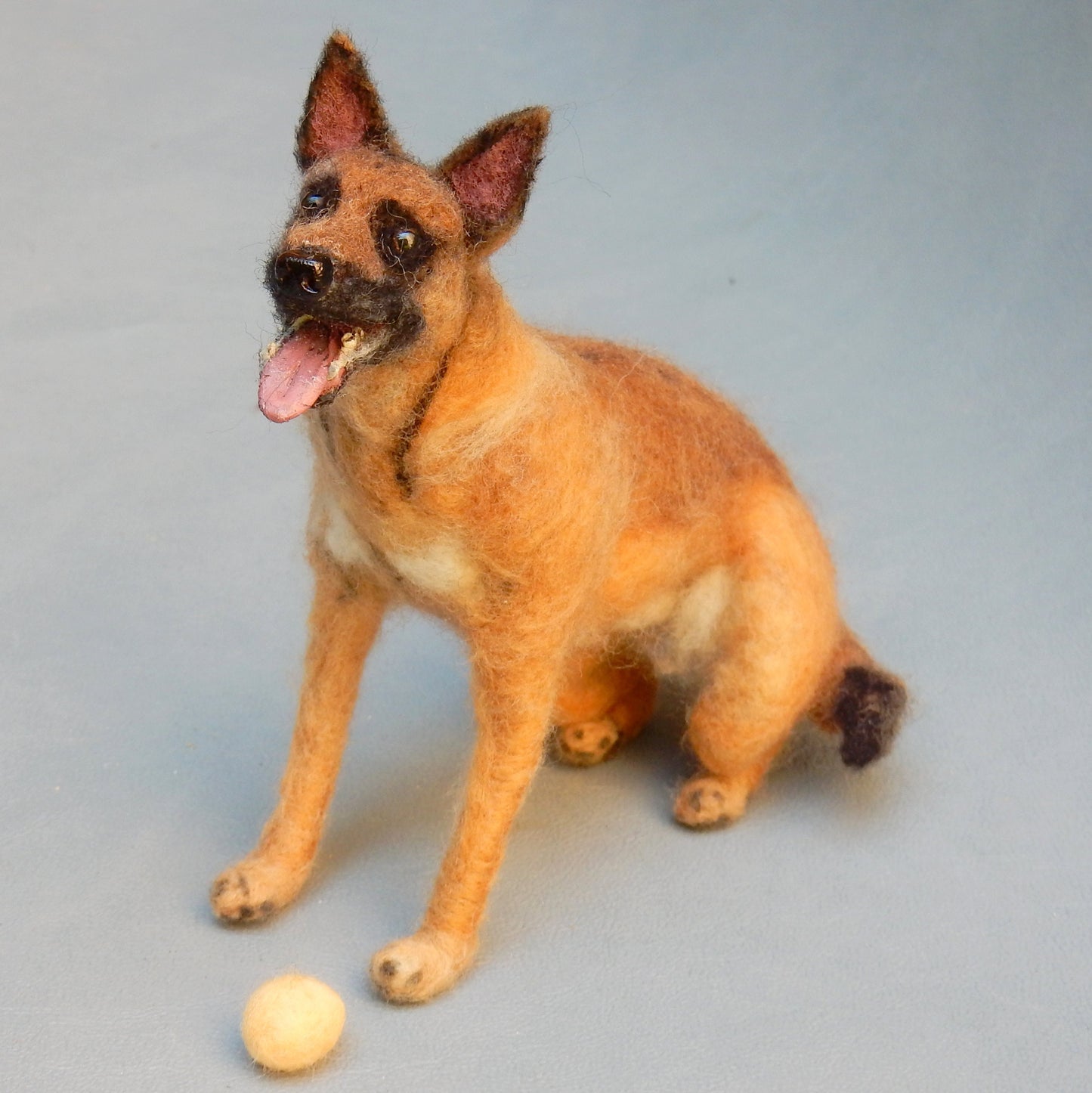 needle-felted dog Malinois custom felt replica