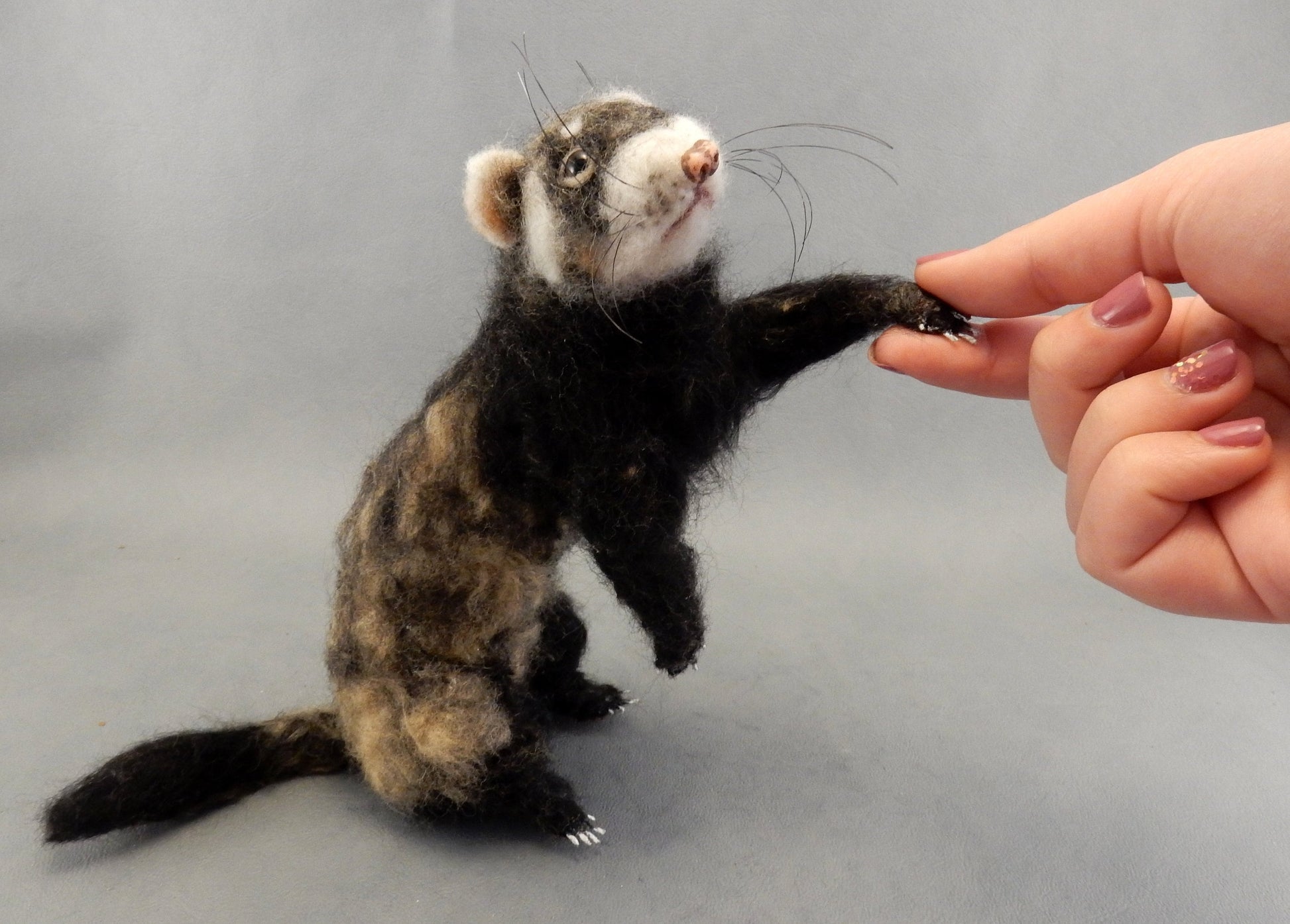 needle-felt ferret replica faux taxidermy