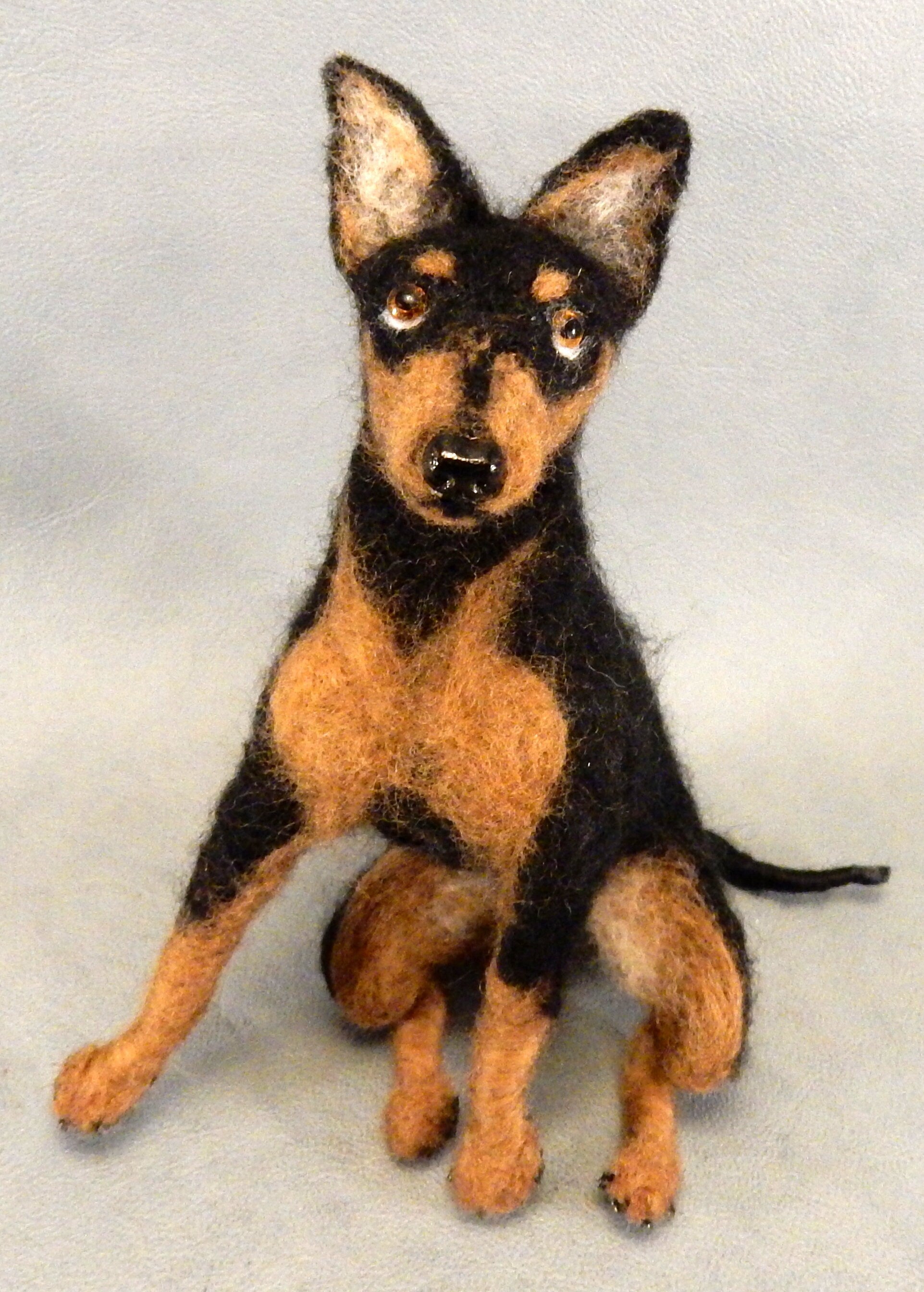 Pinscher needle felted dog replica 