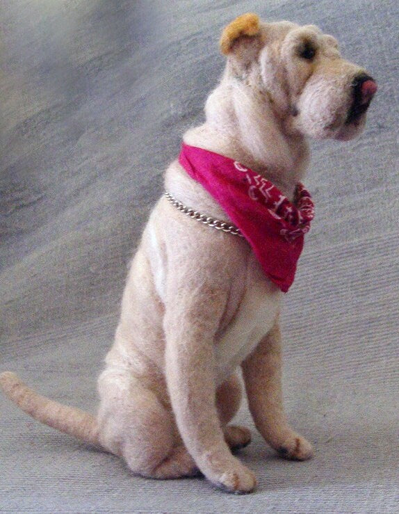 Shar Pei needle-felted dog miniature custom dog replica