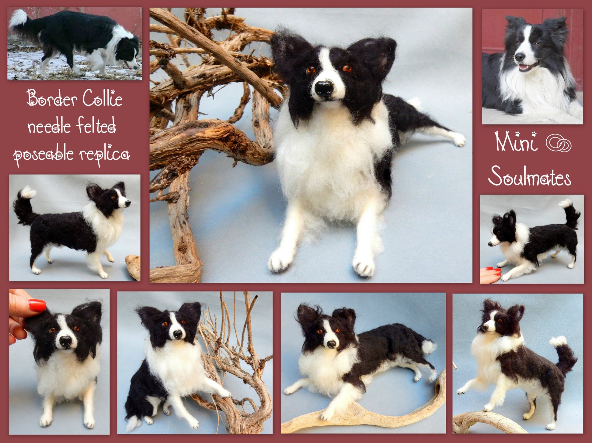 Border Collie needle-felt dog miniature custom dog replica