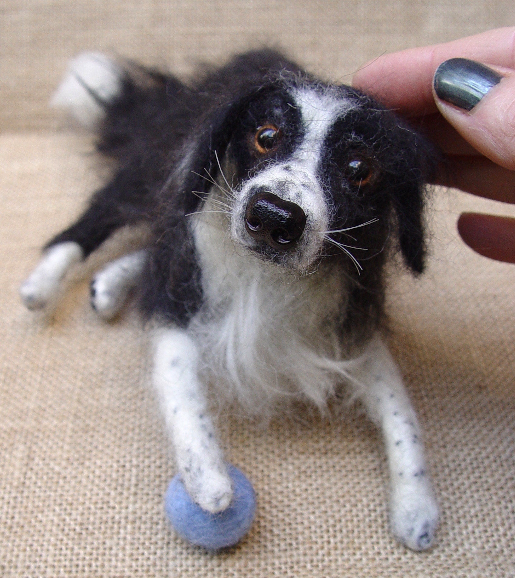 Border Collie needle-felt dog miniature custom dog replica