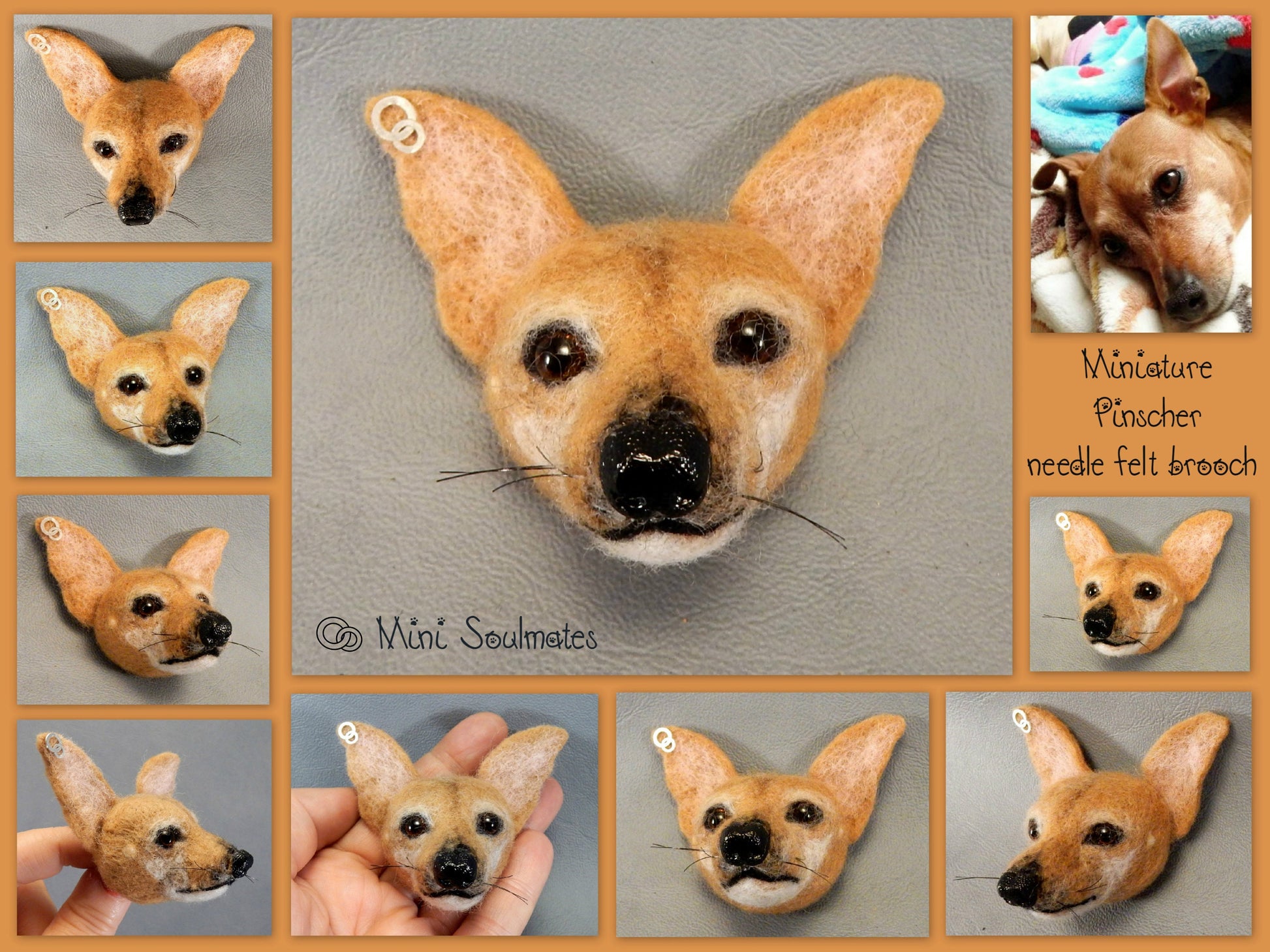 Pinscher pin needle-felted brooch