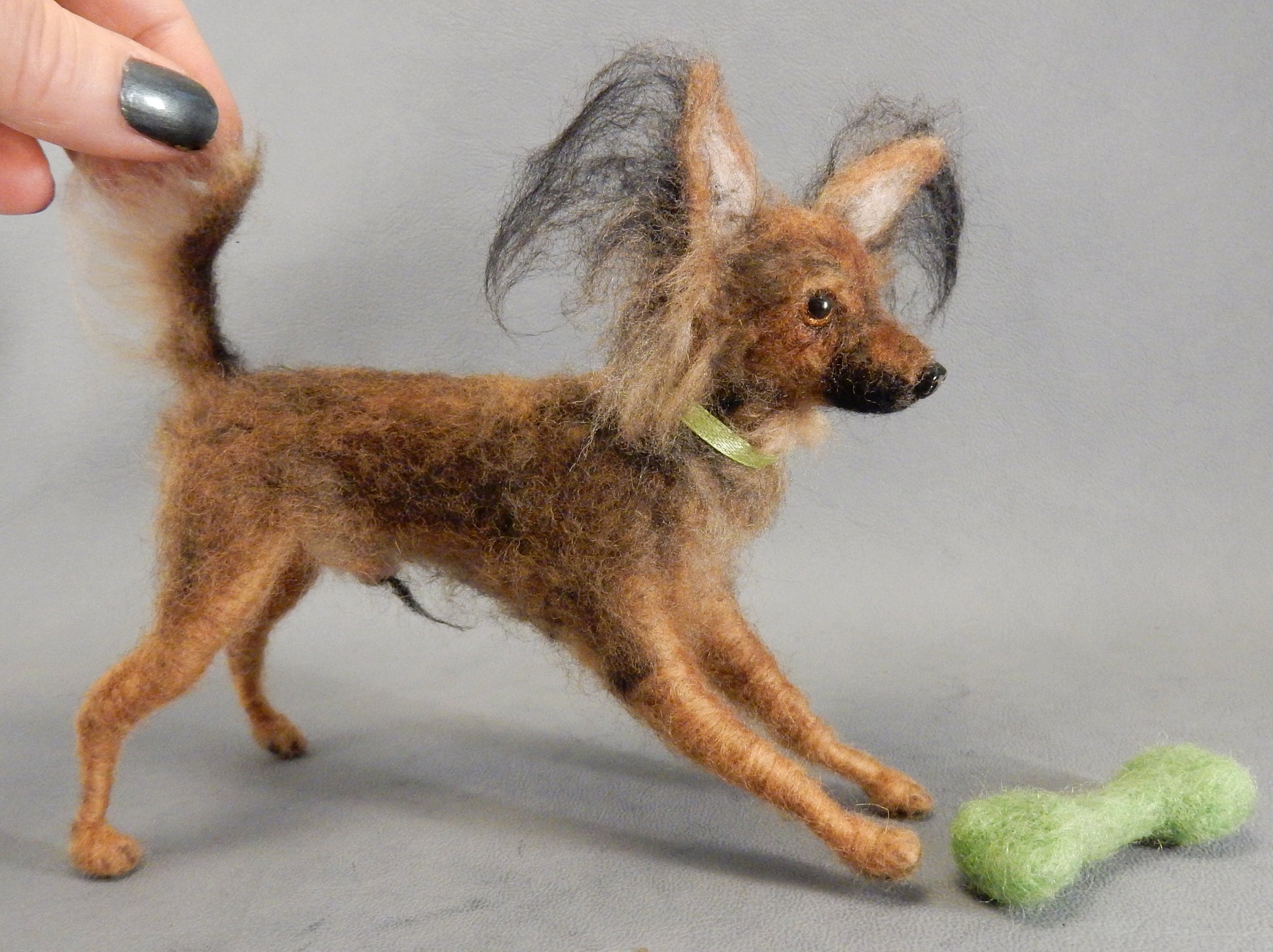 needle felted dog Russkiy Toy Terrier custom dog replica