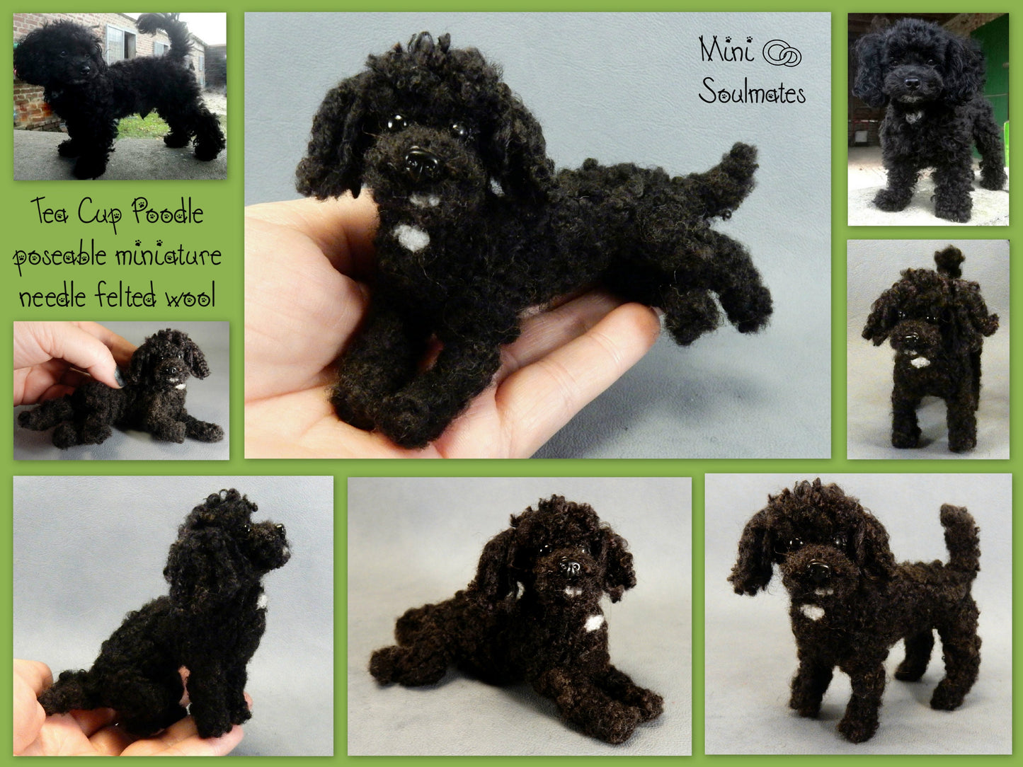 black Poodle needle-felted dog miniature