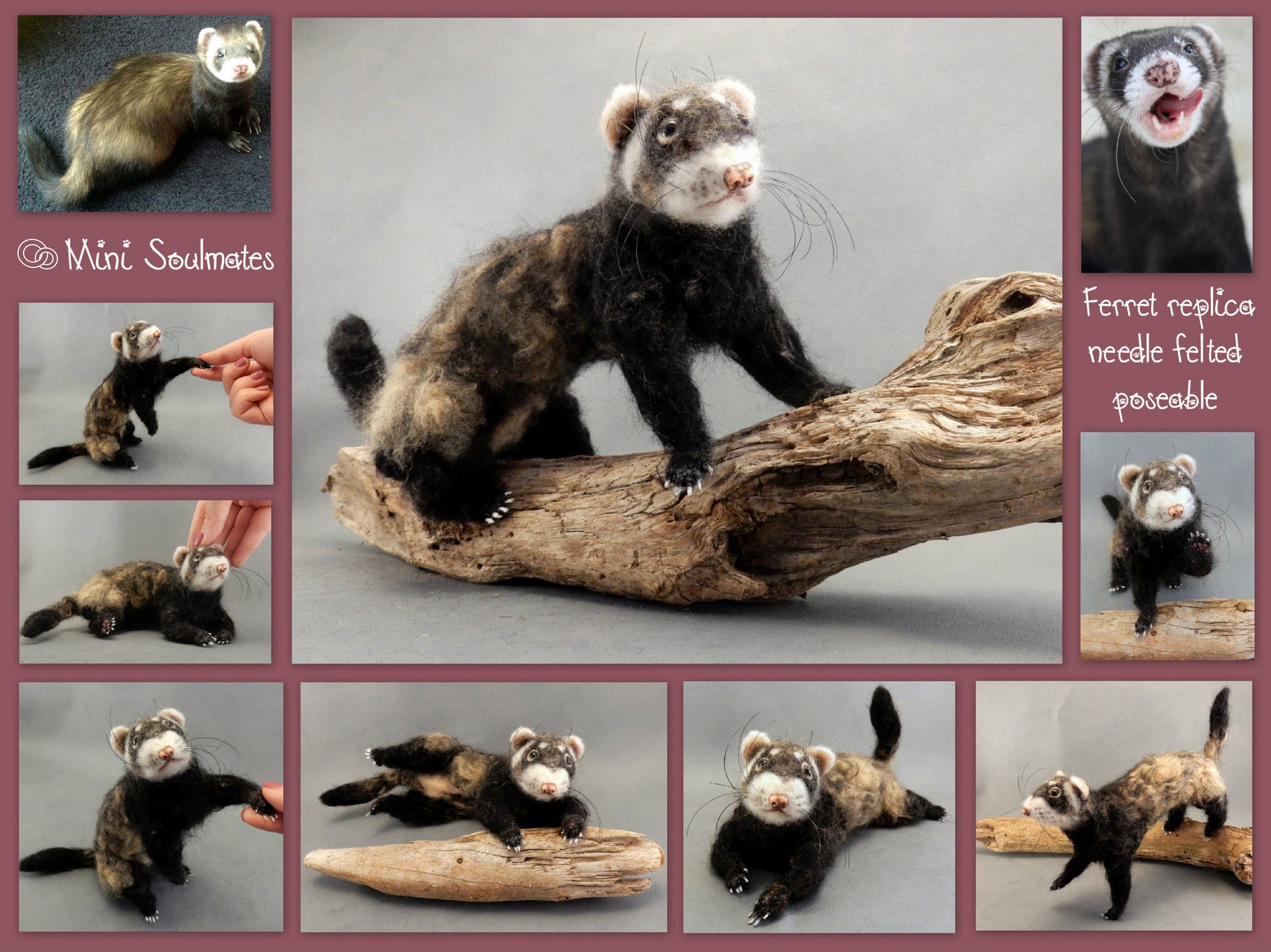 needle-felt ferret replica faux taxidermy