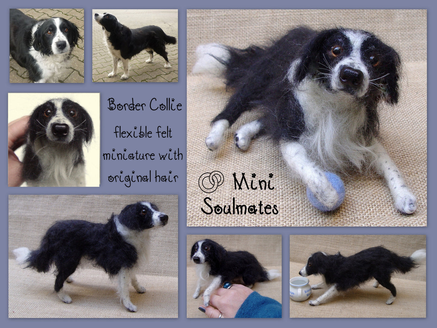 Border Collie needle-felt dog miniature custom dog replica