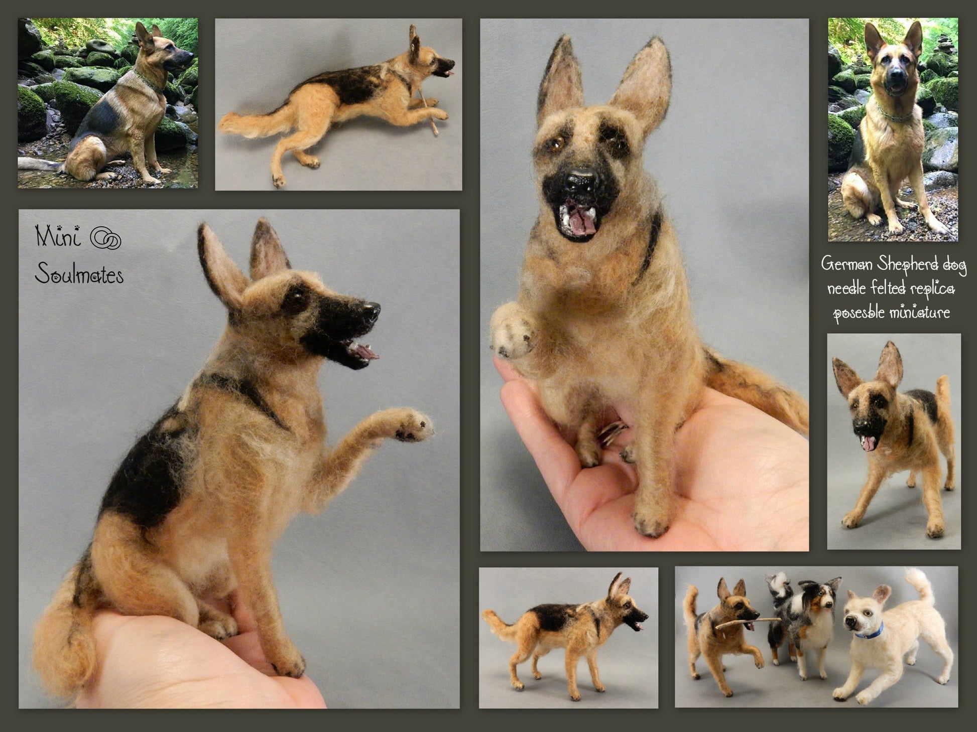 German Shepherd needle-felted dog miniature