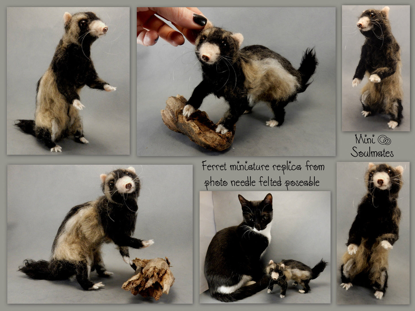 needle-felt ferret replica faux taxidermy