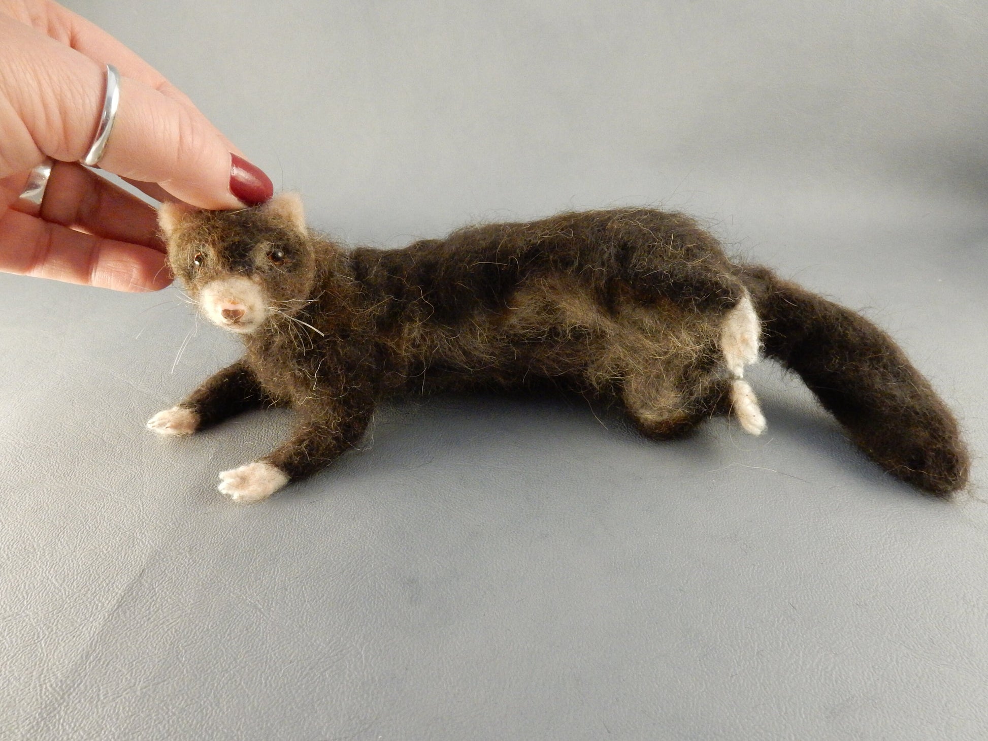 needle-felt ferret replica faux taxidermy