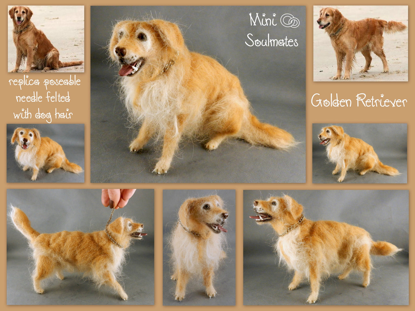 Golden Retriever needle-felted dog miniature