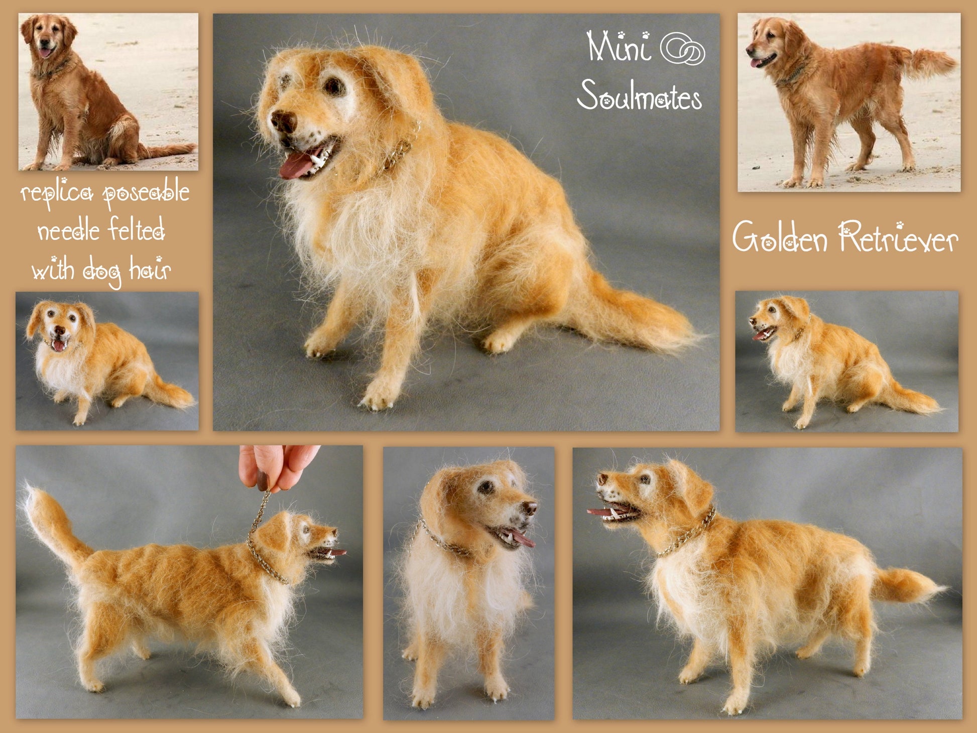 Golden Retriever needle-felted dog miniature