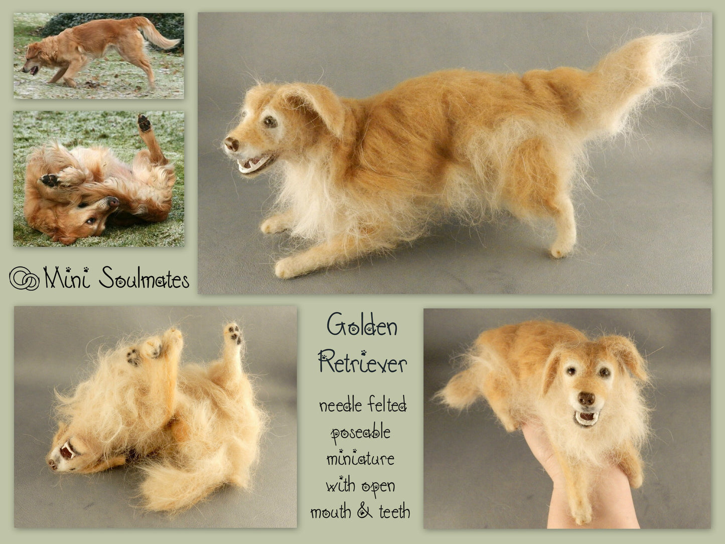 Golden Retriever needle-felted dog miniature