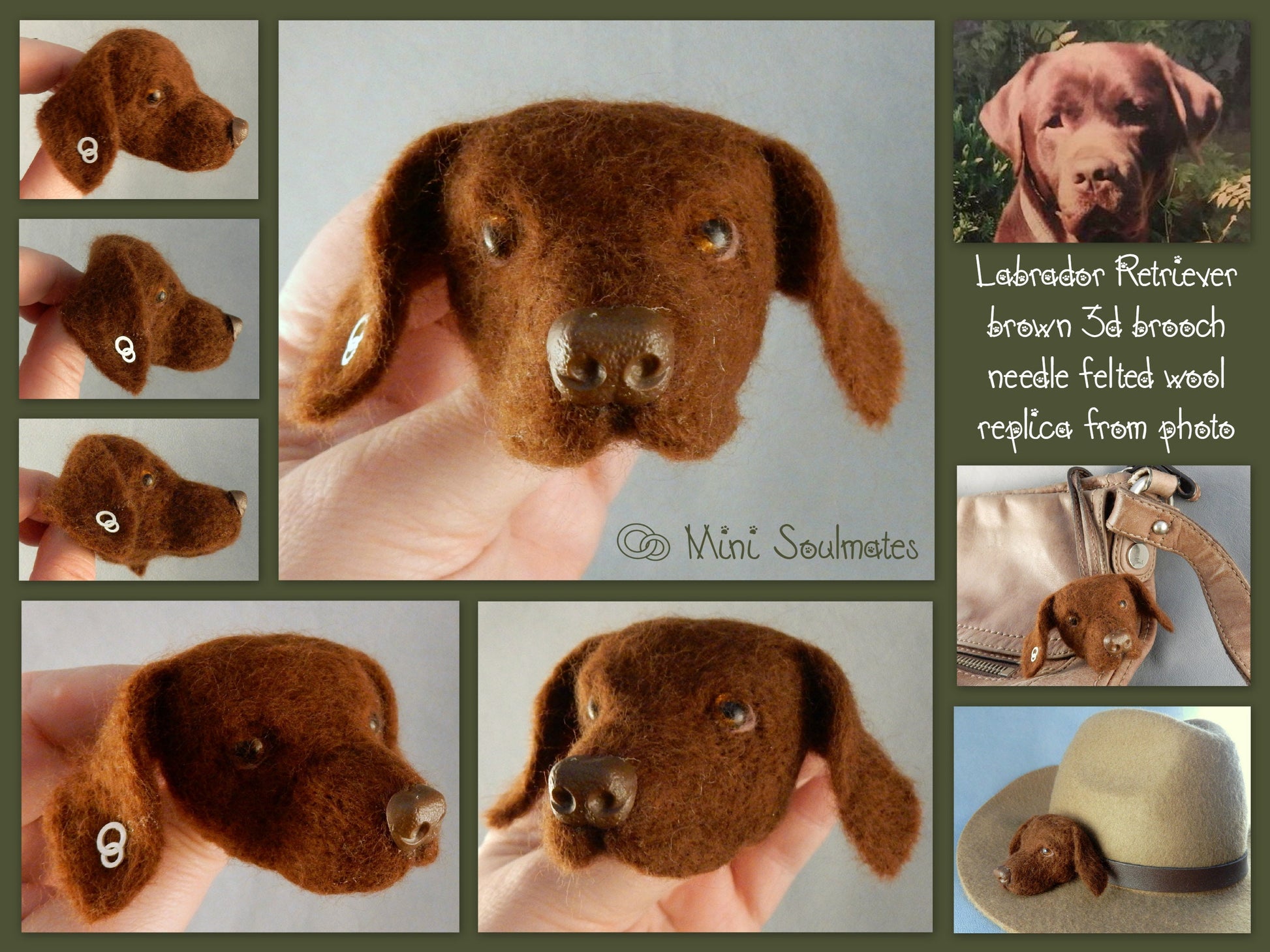 needle-felted brooch Labrador