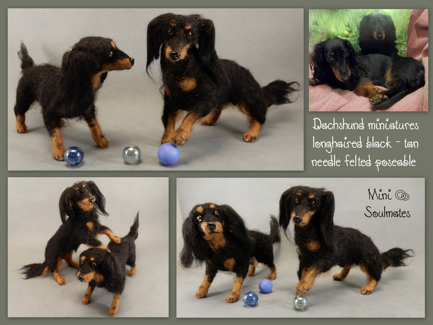 Dachshund replica needle-felted dog miniature