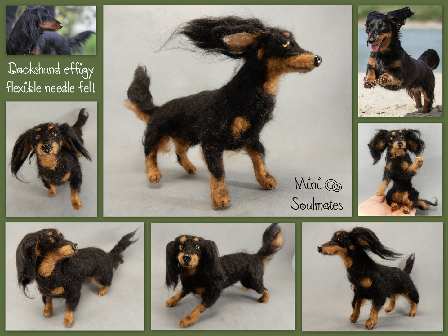 Dachshund replica needle-felted dog miniature