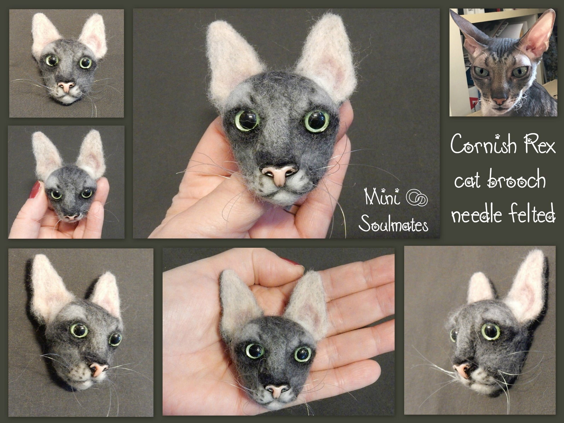 custom cat felt brooch