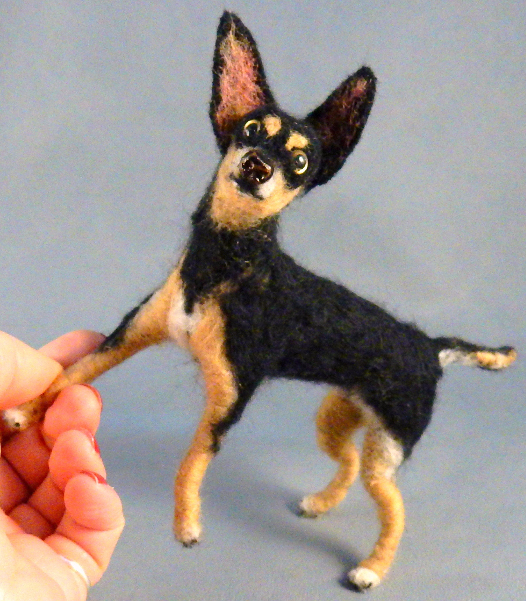 Prazsky Krysarik dog needle felted dog miniature Prager Rattler