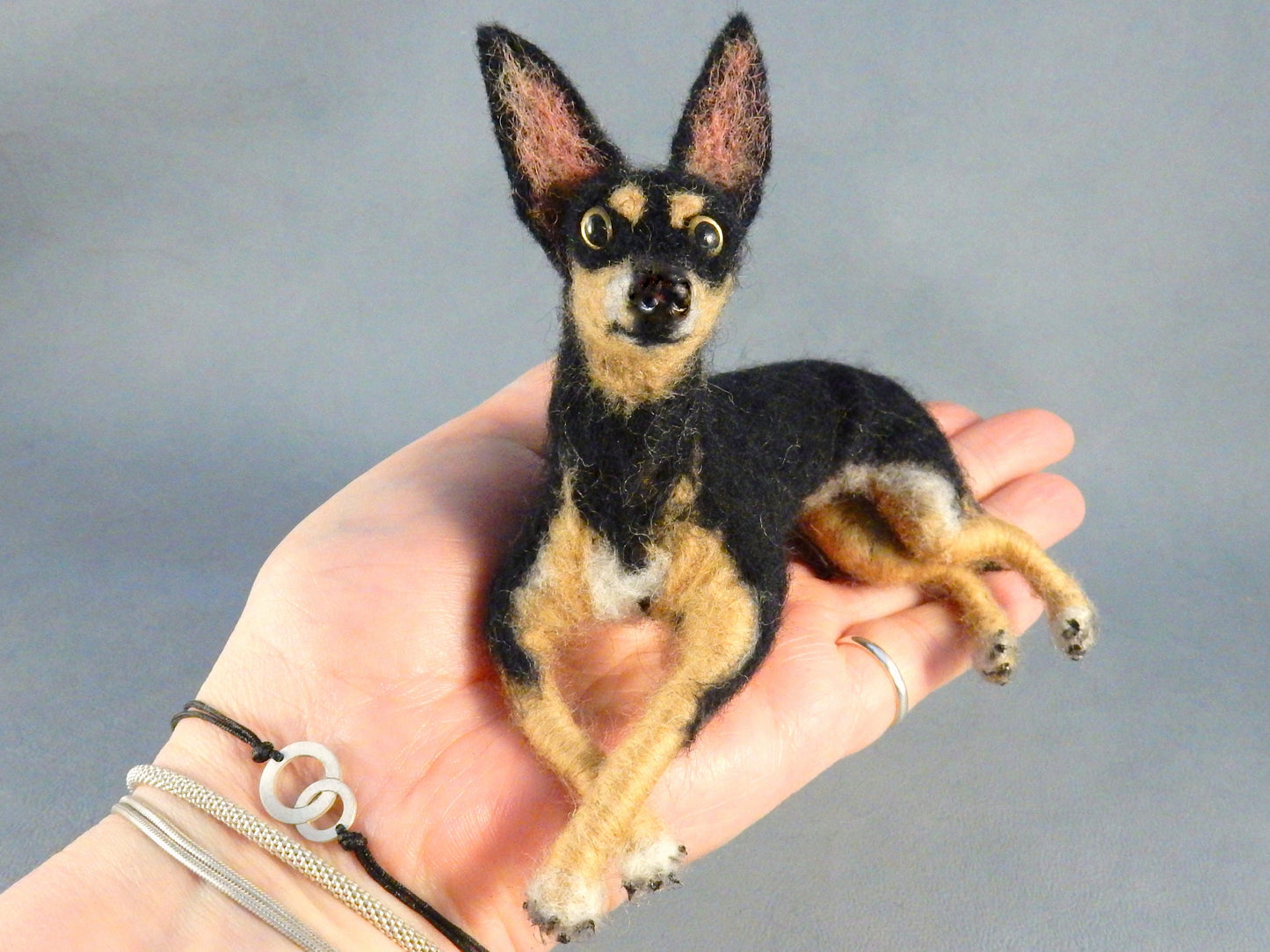 Prazsky Krysarik dog needle felted dog miniature Prager Rattler