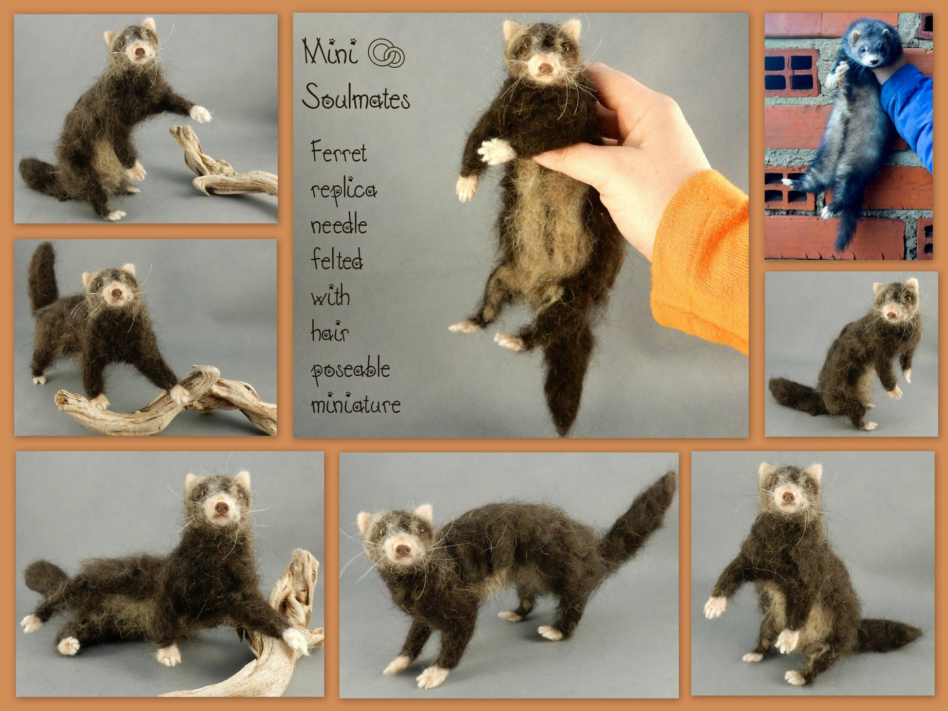 needle-felt ferret replica faux taxidermy