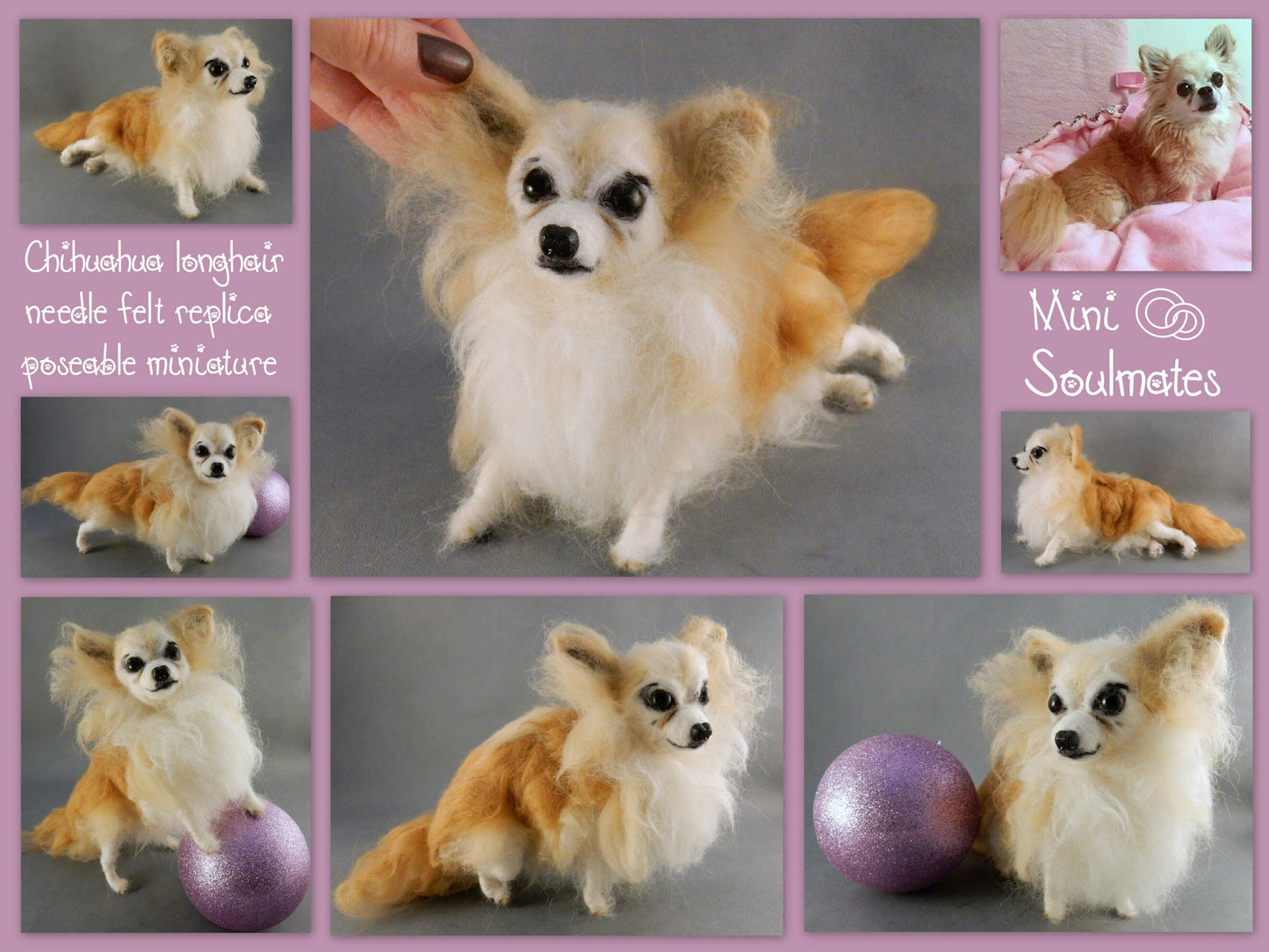 Golden Chihuahua custom-felted dog miniature