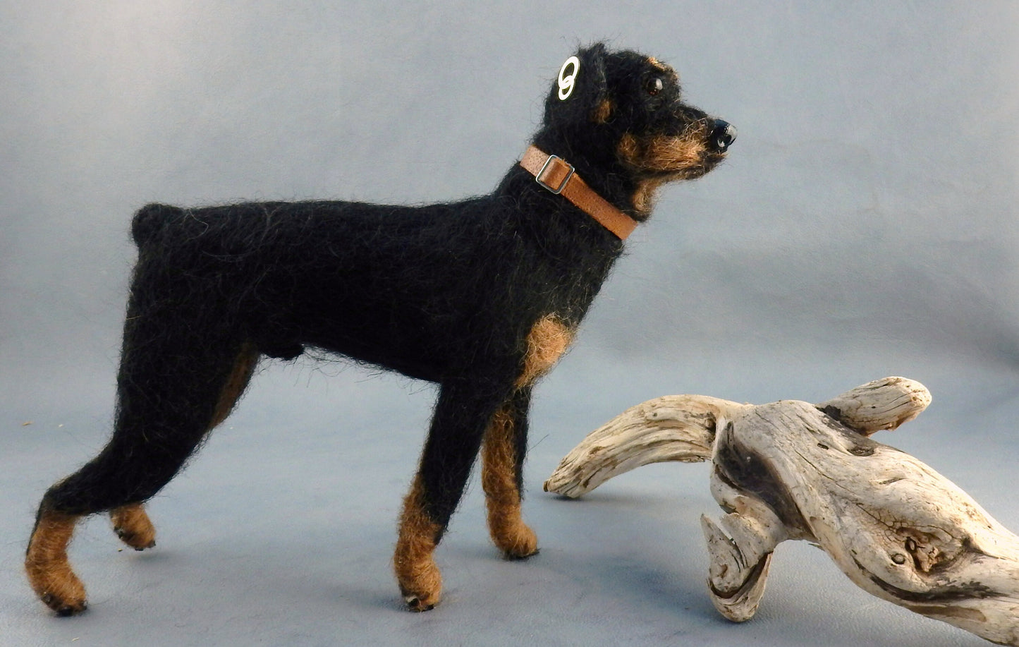 Rottweiler custom-felted dog urn deco