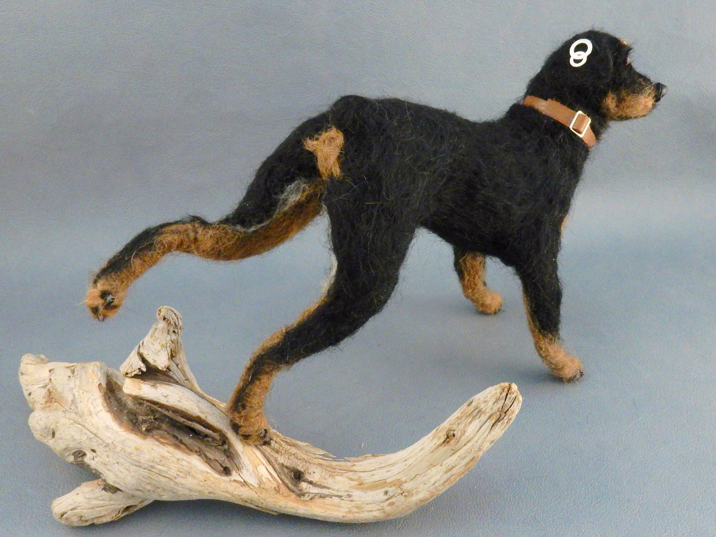 Rottweiler custom-felted dog urn deco