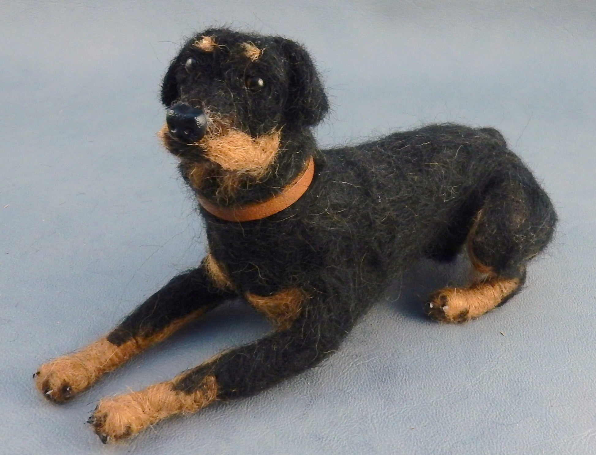 Rottweiler custom-felted dog urn deco