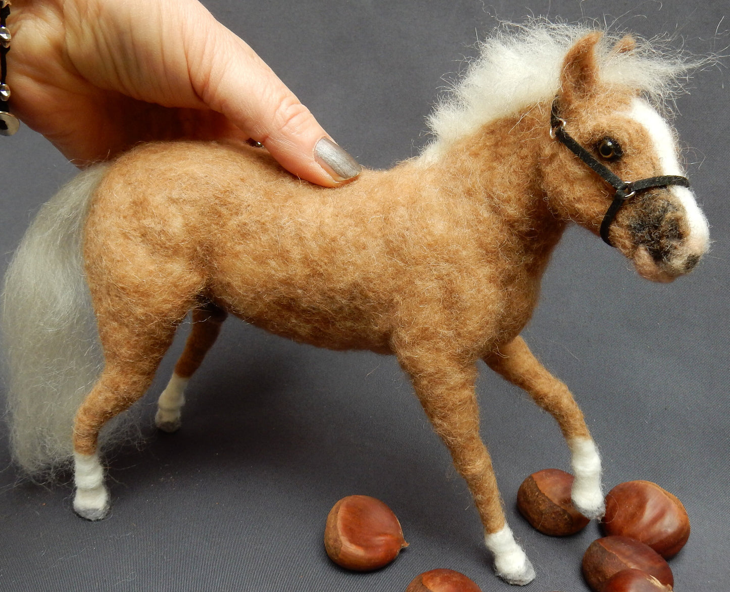 Haflinger mare custom-felted horse replica