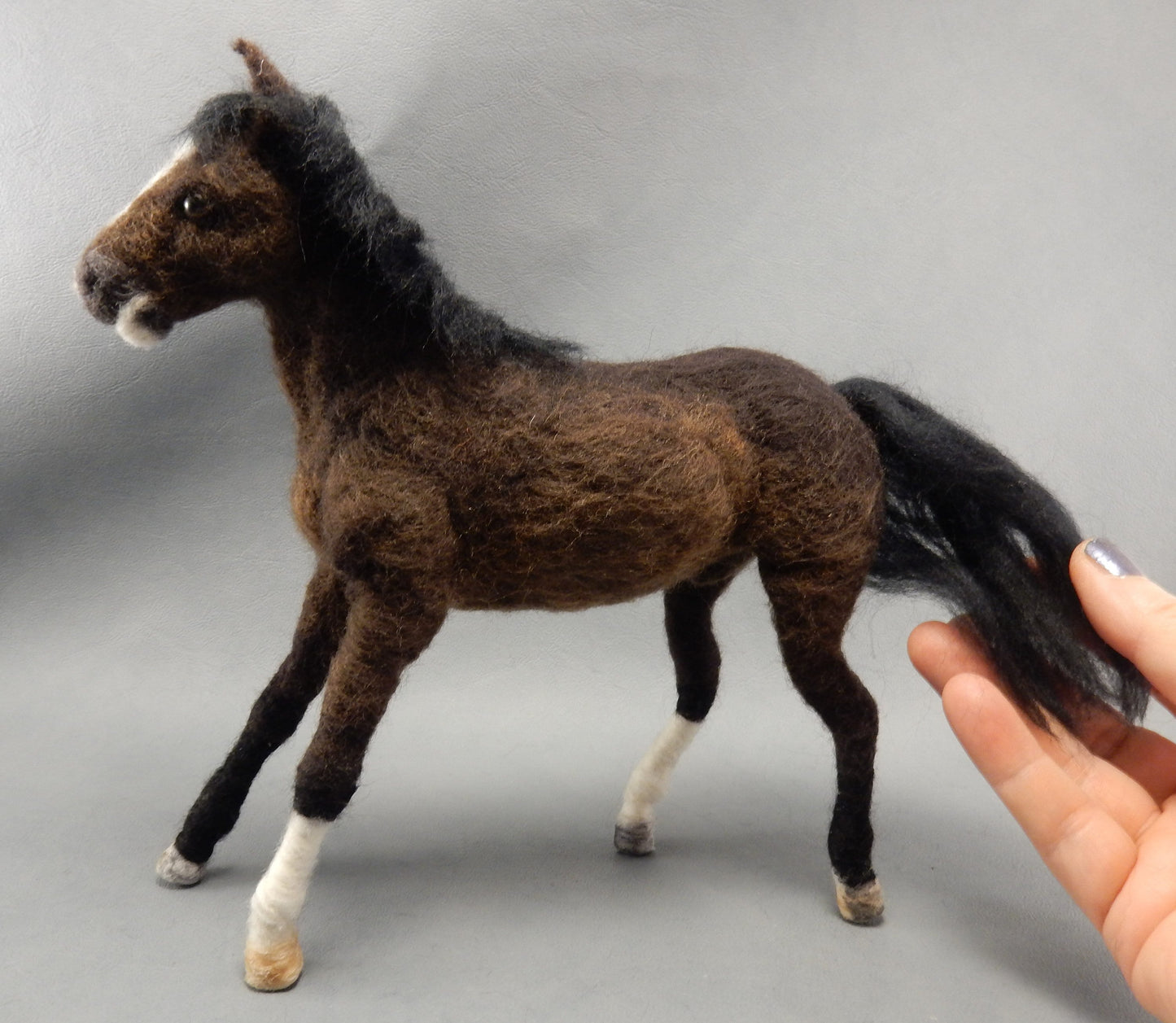 needle-felted horse sculpture