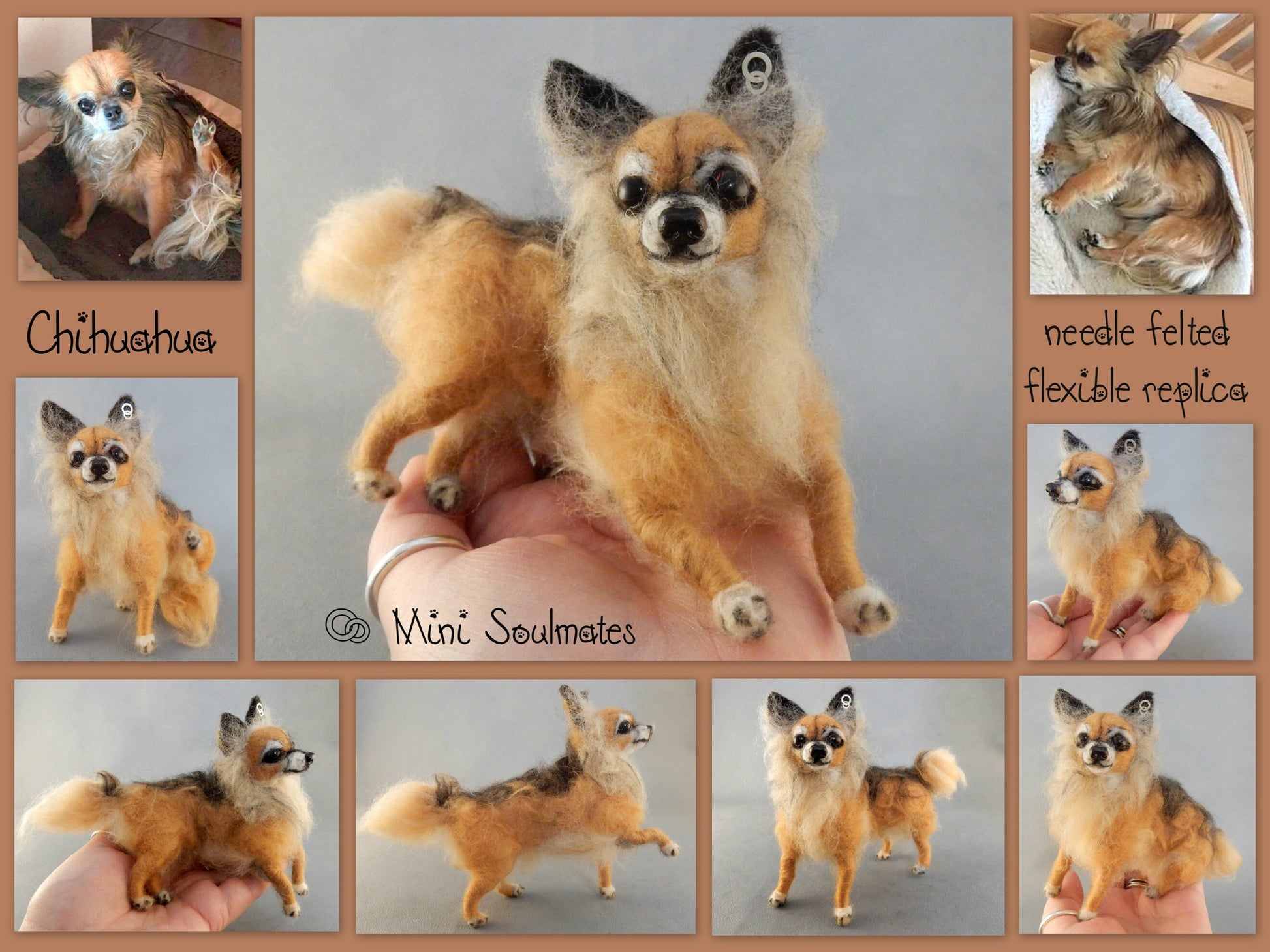 Golden Chihuahua custom-felted dog miniature