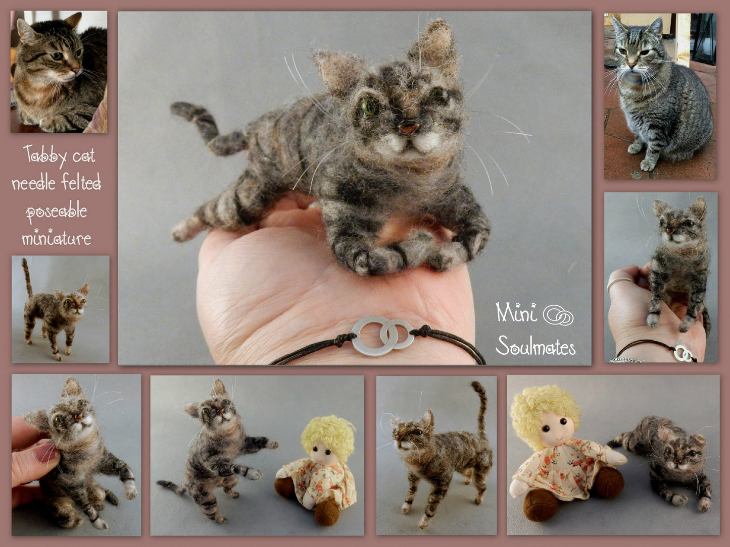 custom felted cat miniature