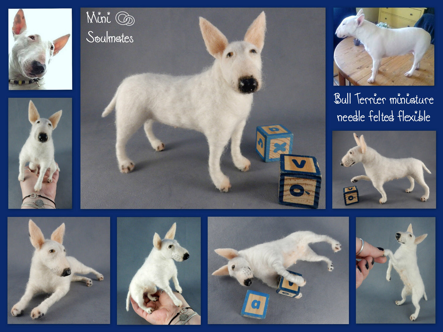 Bull Terrier replica needle-felted