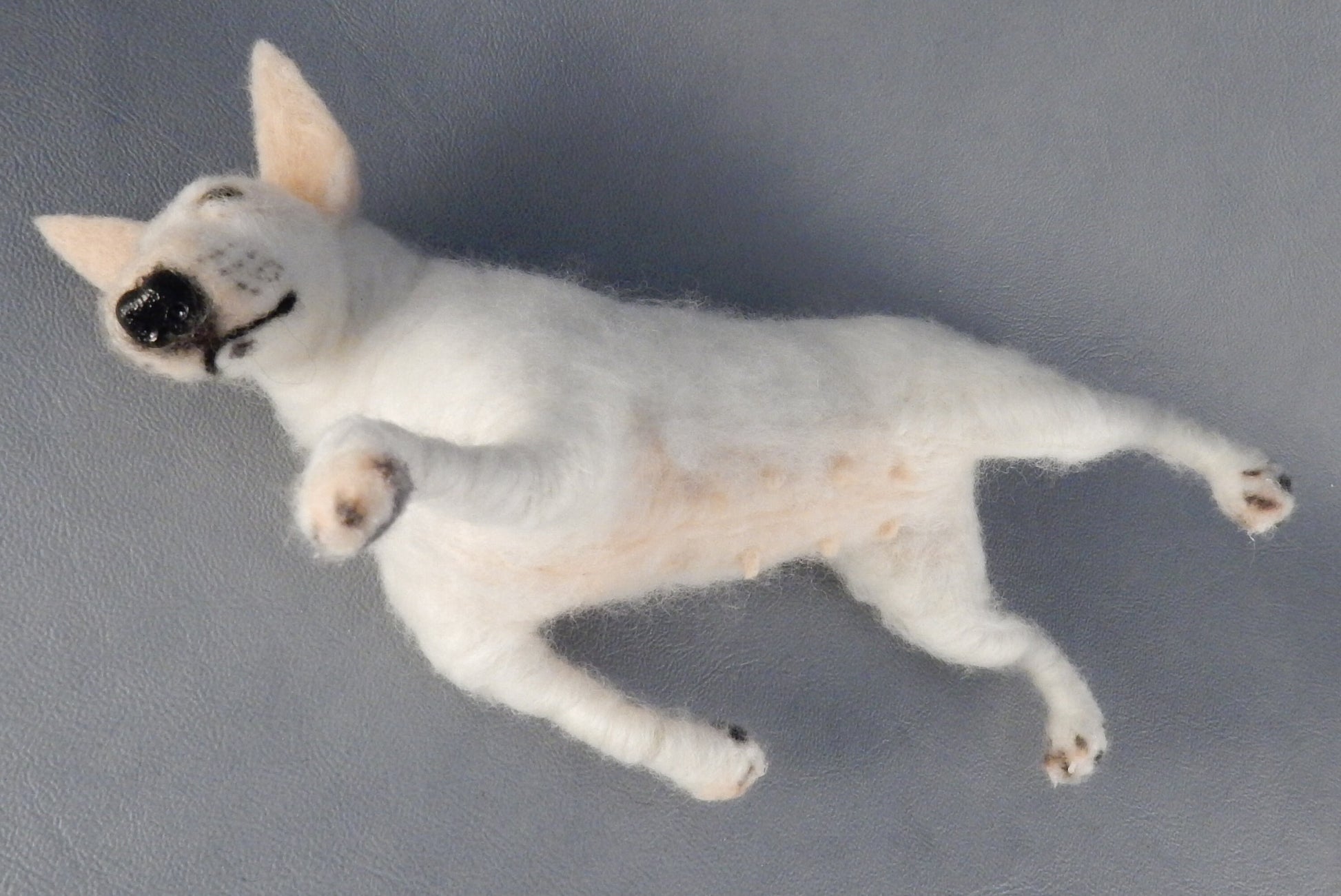 Bull Terrier replica needle-felted