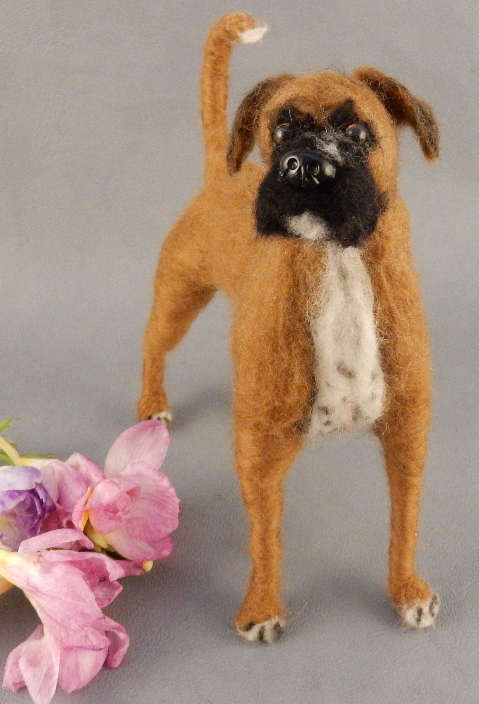 Custom dog replica Boxer needle felted 