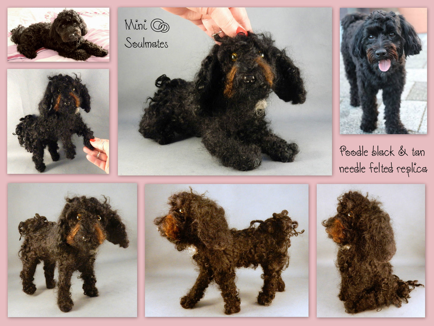 black Poodle needle-felted dog miniature