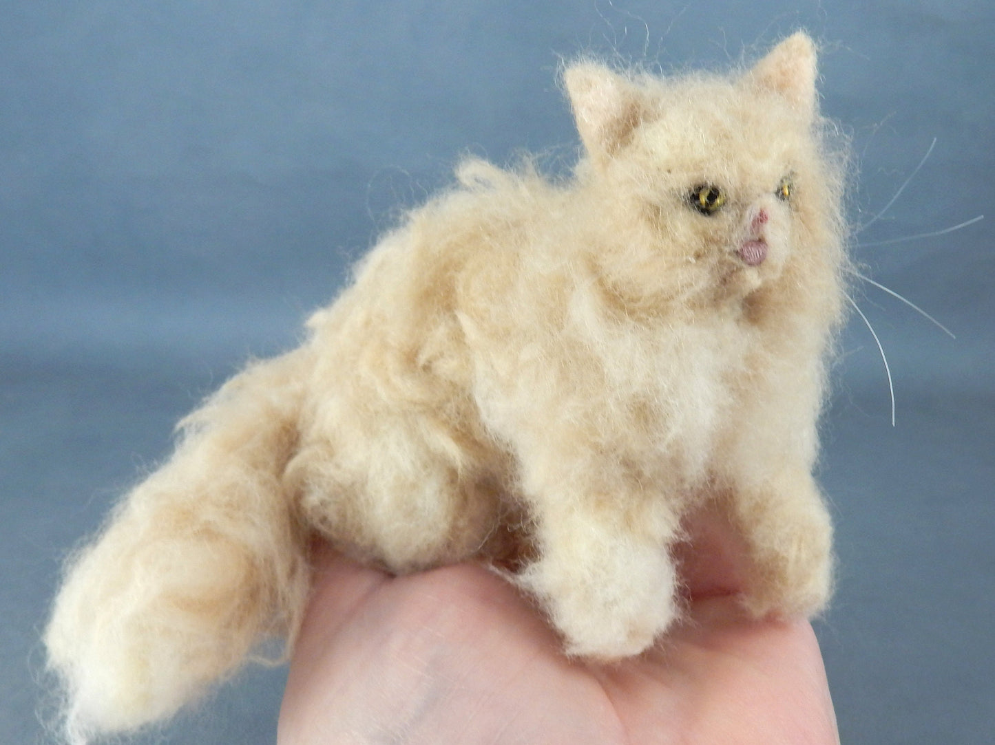 Custom felted cat sculpture