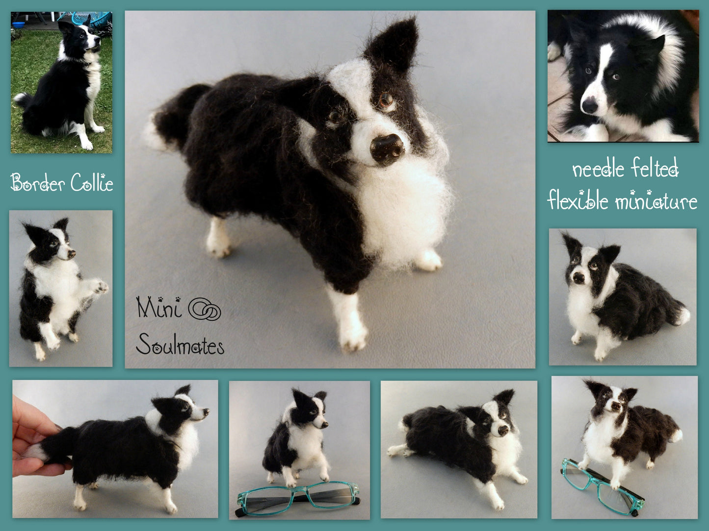 Border Collie needle-felt dog miniature custom dog replica