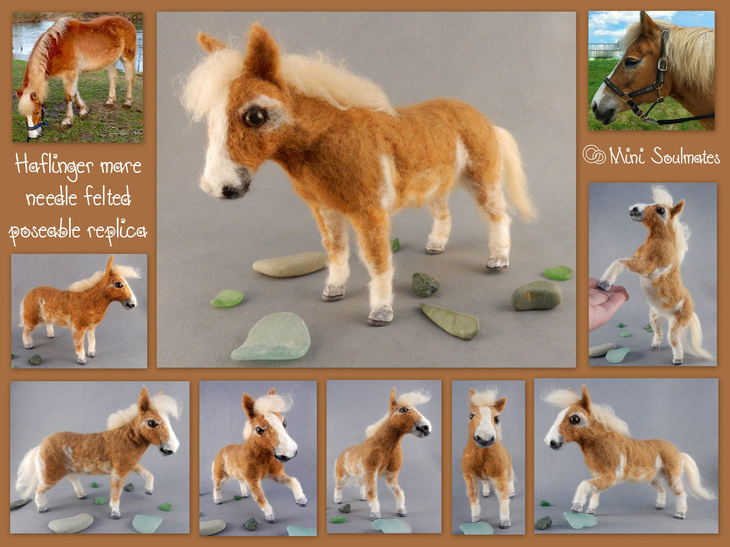 Haflinger mare custom-felted horse replica